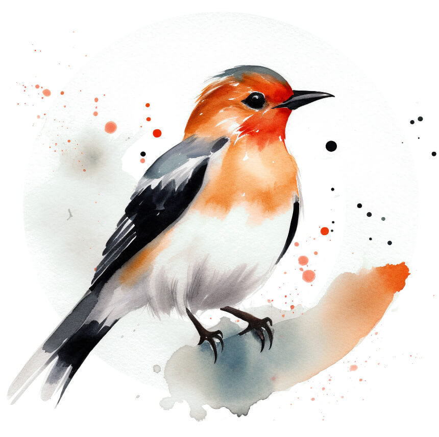 Ikigai japanese bird with a white background small